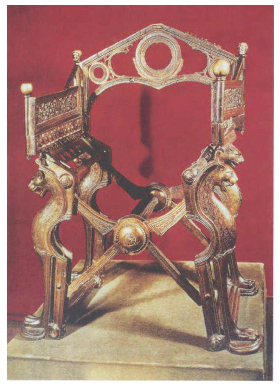 Trono FALSO de un
                    Dagobert FALSO con leones del colonialismo criminal