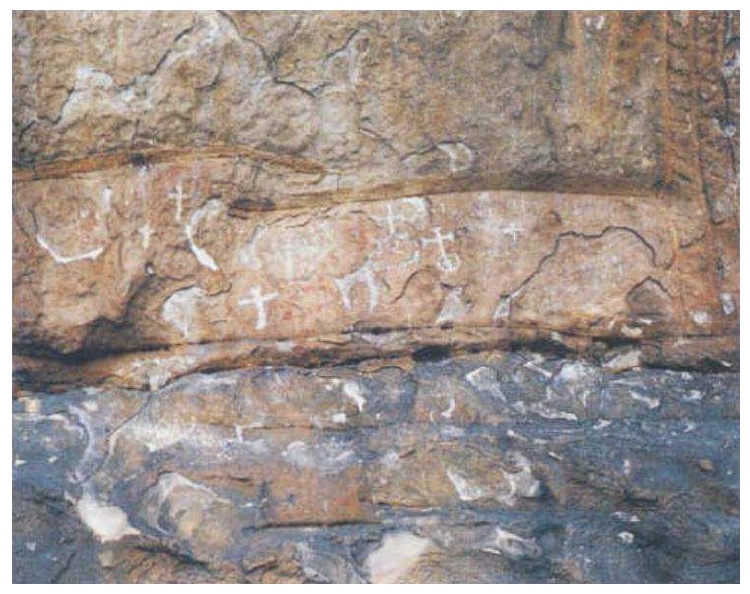 Asturien Pe�a: Petroglyph mit Kreuzen