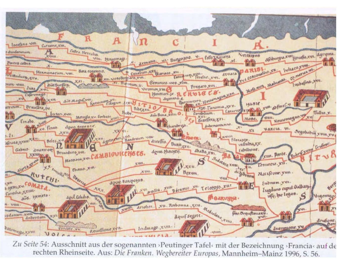 Konrad Celtes:
                    FAKE-Karte vom FAKE-R�mischen Reich, 1500ca. -
                    Konrad Peutinger �berlassen - "Peutinger
                    Tafel"