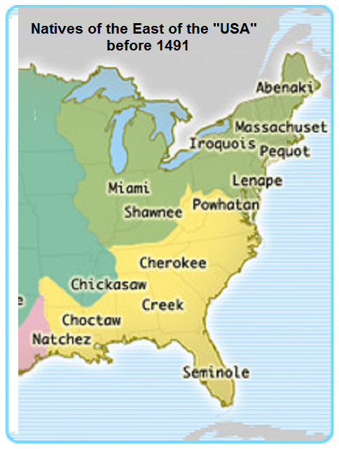 Map of the "USA" with natives
primary nations: in the East Map of the
"USA" with natives primary nations: in
the East
