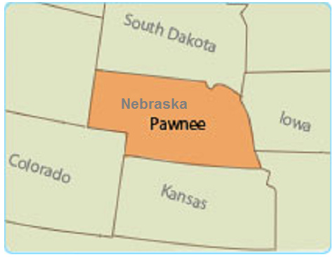 Carte des
                Pawnees au Nebraska