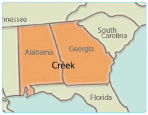 Nativi "USA"
                      mappa sud-est Creek in Alabama + Georgia