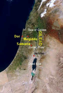 Karte: Dor, Megiddo, Gilead und Samaria