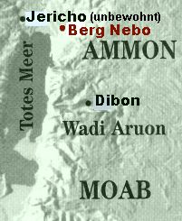 Map with
                        Mount Nebo, Dibon and Jericho, which is
                        uninhabited during the alleged Moses times