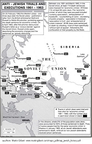 Martin Gilbert: Karte der Sowjetunion ber die
              antijdischen Schauprozesse 1961-1963
