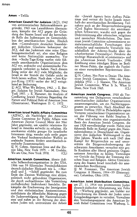 Julius Hans Schoeps: Lexique nouvel du
                            juda�sme (orig. allemand: "Neues
                            Lexikon des Judentums", page 46 avec le
                            commencement de l'article sur le comit� de
                            distribution am�ricainJoint (American Joint
                            Distribution Committee)