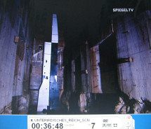 Launching pad bunker in Watten 11, a rocket model
                in two dimensions being installed on a wall