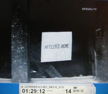 Obersalzberg-Berghof 47, US film, Ami
                          invasion 04, shield "Hitler's Home"