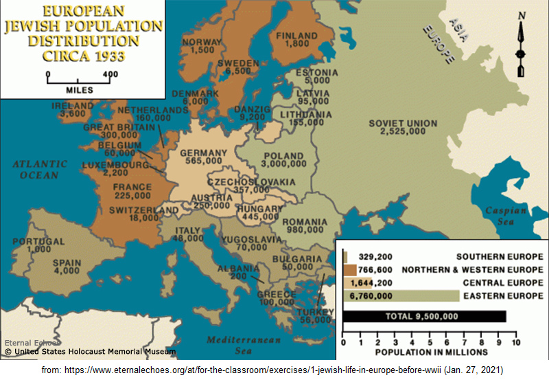 Jud�os
                    en Europa 1933, mapa 02
