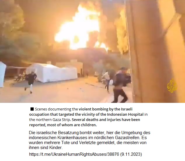 das
                Nazi-Kriegsverbrechen, Wohnh�user oder ganze Wohnbl�cke
                mit Zivilisten und Kindern zu bombardieren, h�rt seit
                7.11.2023 nicht auf: Hier wird verwirklicht, was der
                S�nger verherrlichend auf die Rakete geschrieben hat