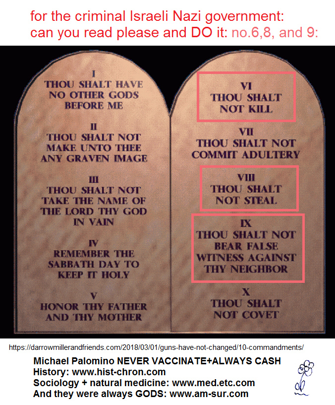 Fulfill the commandments 6,8, and 9 please
                  as it's written in YOUR Thora: not kill, not steal,
                  not lie