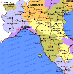 Map of Italy with La Spezia on the
                          Mediterranean Sea