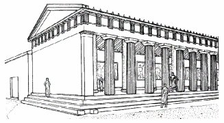 Stoa, die S�ulenhalle "Stoa poikile"
                    in Athen