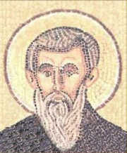 Der
                  Fantasie-Apostel Paulus [8], Portrait als Grieche mit
                  Heiligenschein in einem Mosaik