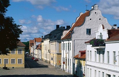 Suecia ciudad costera Kalmar centro
                    antiguo calle