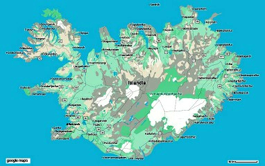 Islandia, mapa