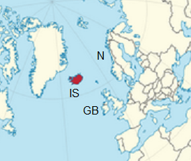 Mapa
                    con Islandia, Noruega y GB