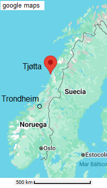Mapa de Noruega con Trondheim y Tj�tta
                    / Tj�tta