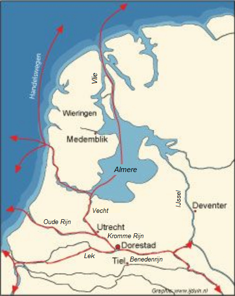 Westfriesland mit
                    Dorestad und Utrecht von 600 bis 700 nach 0 ca.