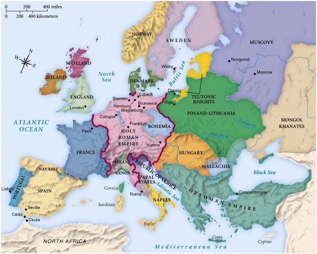 Karte von
                    Europa um 1200