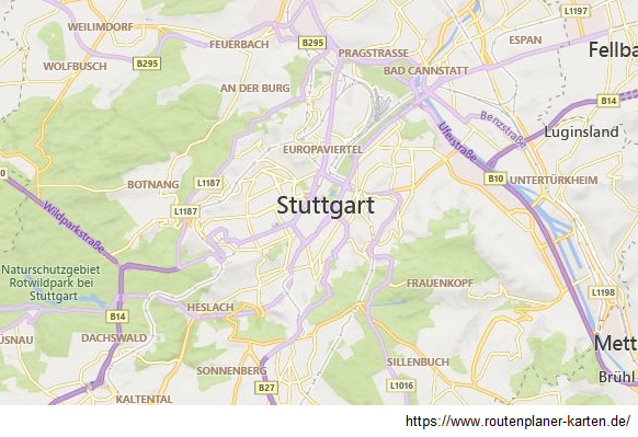 Karte
                    mit Stuttgart und Cannstatt