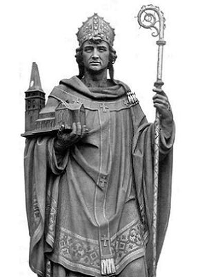 Monje Ansgar con una fantas�a de un
                    Jes�s, estatua