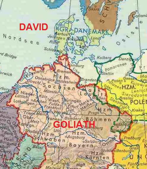 Mapa David contra Goliat:
                    Toda Europa Central contra Dinamarca