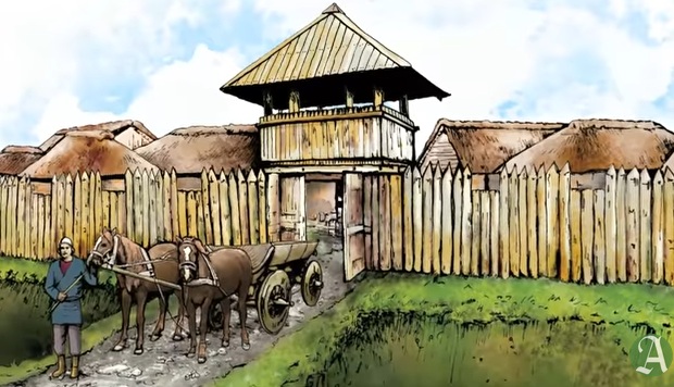 El pueblo en madera
                    Hammaburgo con una fantas�a de Jes�s