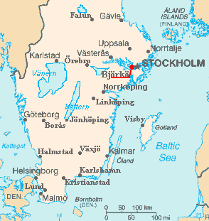Mapa de Suecia con Birka cerca de Estocolmo