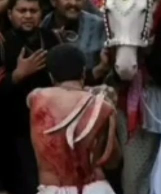 Criminal Jesus fantasy monk flagellates
                himself on the back - self-mutilation and bragging
                because of a fantasy