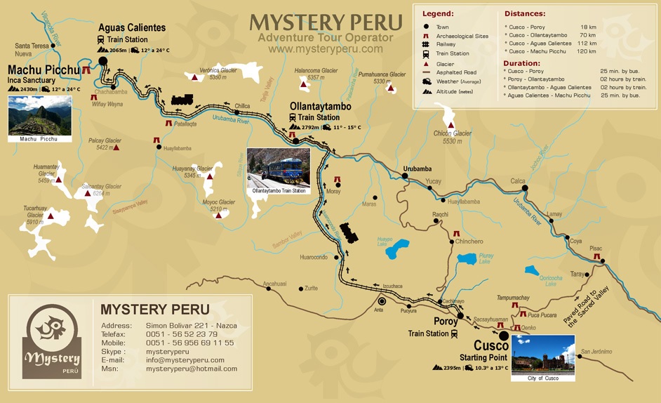 Karte mit Cusco und Machu Picchu mit dem
                  verseuchten Huarocondo-Fluss und Urubamba-Fluss