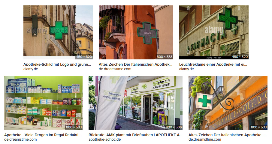 Einfaches Kreuz mit 4
                  gleich langen Armen: Das gr�ne Kreuz der Apotheken