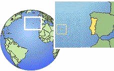 Map with the position of the Azores Islands