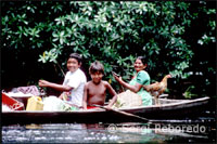 Natives in the delta of Orinoco River