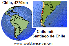 Karte
                von Chile mit Santiago de Chile