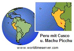Karte von Peru mit Cusco und Machu Picchu