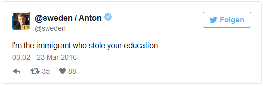 Schwedischer Muslim-Bruder
                        "Anton" 02: ​„Ich bin der Migrant, der
                        deine Ausbildung geklaut hat“