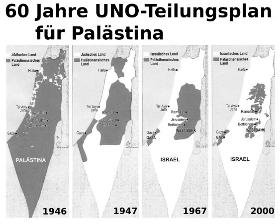 Karte der Teilungen Pal�stinas 1946 bis
                          2000