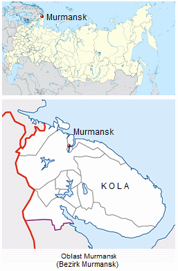 Karte Russlands mit der Position von
Murmansk am Eismeer an der Grenze zu Finnland und
Norwegen Karte
Russlands mit der Position von Murmansk am Eismeer
an der Grenze zu Finnland und Norwegen