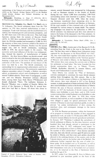 Encyclopaedia Judaica: Siberia, vol.
                            14, col. 1486