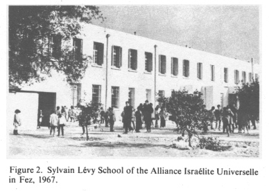 Encyclopaedia Judaica: Jews in Fez,
              vol.6, col. 1257: Sylvain L�vi School of the Alliance
              Isra�lite Universelle in Fez, 1967