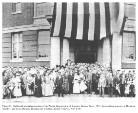 Encyclopaedia Judaica (1971): "USA",
                  vol. 15, col. 1623-1624: Eighteenth annual convention
                  of the Zionist Organization of America, Boston, Mass.,
                  1915. Among those present are Henrietta Szold (1) and
                  Louis Dembitz Brandeis (2). Courtesy Zionist Archives,
                  New York.