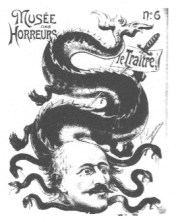 Encyclopaedia Judaica 1971: Anti-Semitism, vol.3,
                  col. 115, French cartoon against Dreyfus, 1894,
                  pretending that Dreyfus was a treaching
                  salamander-snake-fish