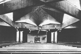 Encyclopaedia Judaica (1971): Belfast, vol. 4, col.
                415, Interior of the Belfast synagogue consecrated in
                1967. Architect: Yorke Rosenberg Mardall.