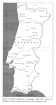 Encyclopaedia Judaica 1971: Portugal, vol. 13, col.
                919-920, map of Jewish communities 1200-1497
