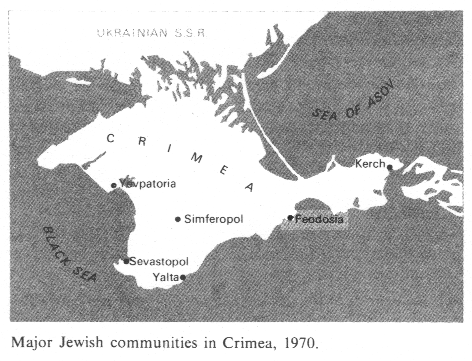 Encyclopaedia Judaica
                (1971): Crimea, vol. 5, col. 1104, map with Jewish
                population in 1970
