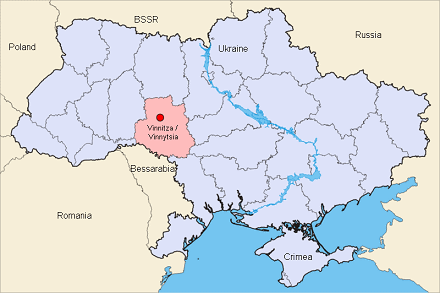 Map of Ukraine with the position of Vinnitza /
                  Vinnytsia [5]
