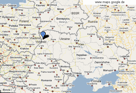 Map of Ukraine with the position of
                Vladimir Volynski