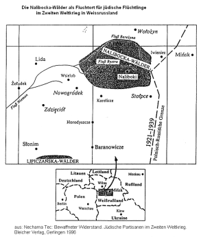 Weissrussland (BSSR) Weissruthenien:
Position der Nalibocka-Wälder, Ort der
Bielski-Partisanen 1941-1944 Weissrussland (BSSR) Weissruthenien:
Position der Nalibocka-Wälder, Ort der
Bielski-Partisanen 1941-1944