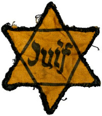 France, Jewish star (French: �toile juive,
                        �toile jaune) with the inscription
                        "Juif"